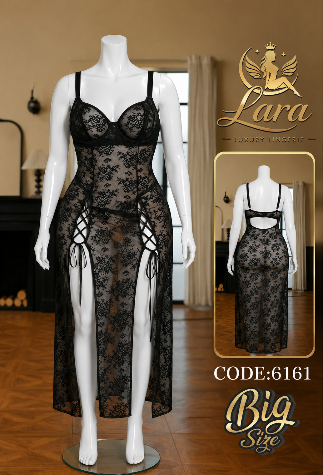 لباس خواب فانتزی فنردار سایز بزرگ کد6161
