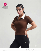 پولو شرت زنانه یقه دار آستین کوتاه جنس کبریتی کد ۸۴۴۹