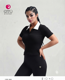 پولو شرت زنانه یقه دار آستین کوتاه جنس کبریتی کد ۸۴۴۹