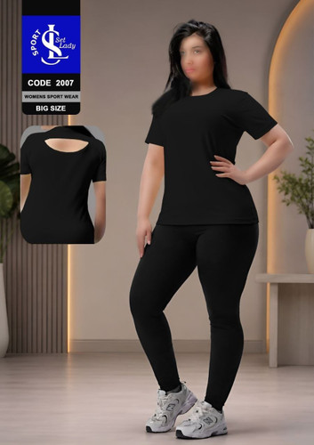 ست ورزشی زنانه سایز بزرگ 44 تا 48 | تیشرت و شلوار فلامنت کد 2007