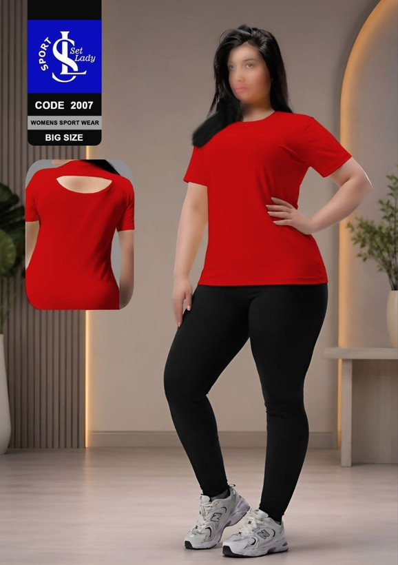 ست ورزشی زنانه سایز بزرگ 44 تا 48 | تیشرت و شلوار فلامنت کد 2007