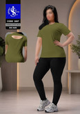 ست ورزشی زنانه سایز بزرگ 44 تا 48 | تیشرت و شلوار فلامنت کد 2007