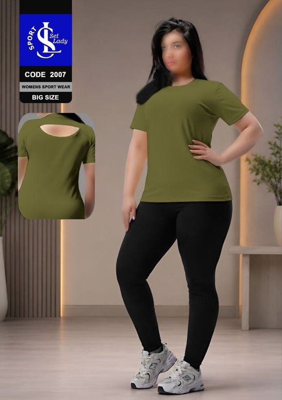 ست ورزشی زنانه سایز بزرگ 44 تا 48 | تیشرت و شلوار فلامنت کد 2007